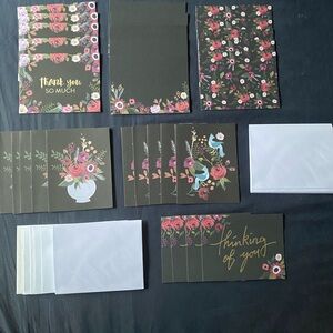 Set of 29 Black/ Floral Cards & Envelopes
